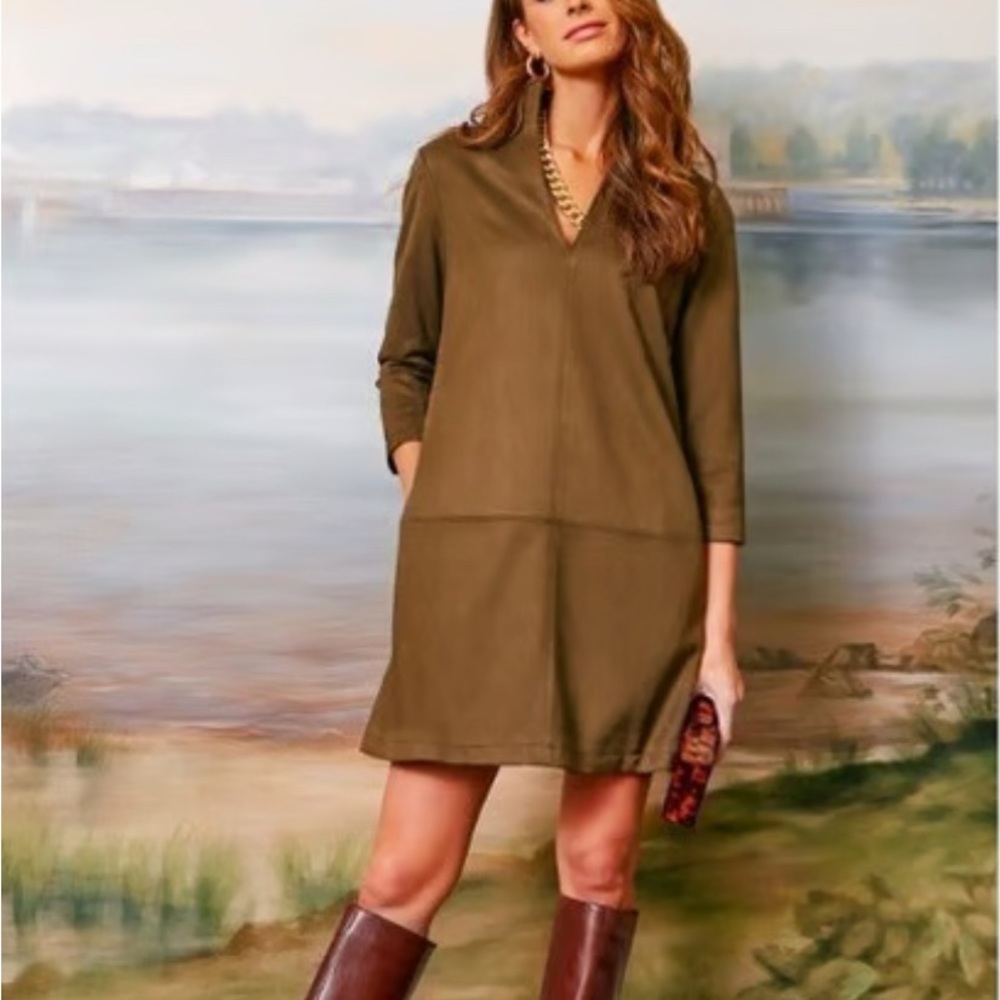 Tuckernuck Faux Suede Clifton Dress, Olive Green, Meduim